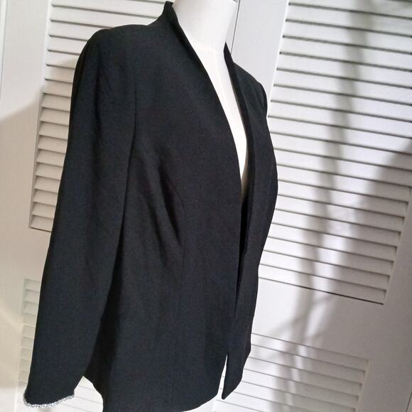 Vintage Junnie Leigh SZ12 Open Blazer Black With Rhinestone-Cuff Detail USA Made - Picture 7 of 14